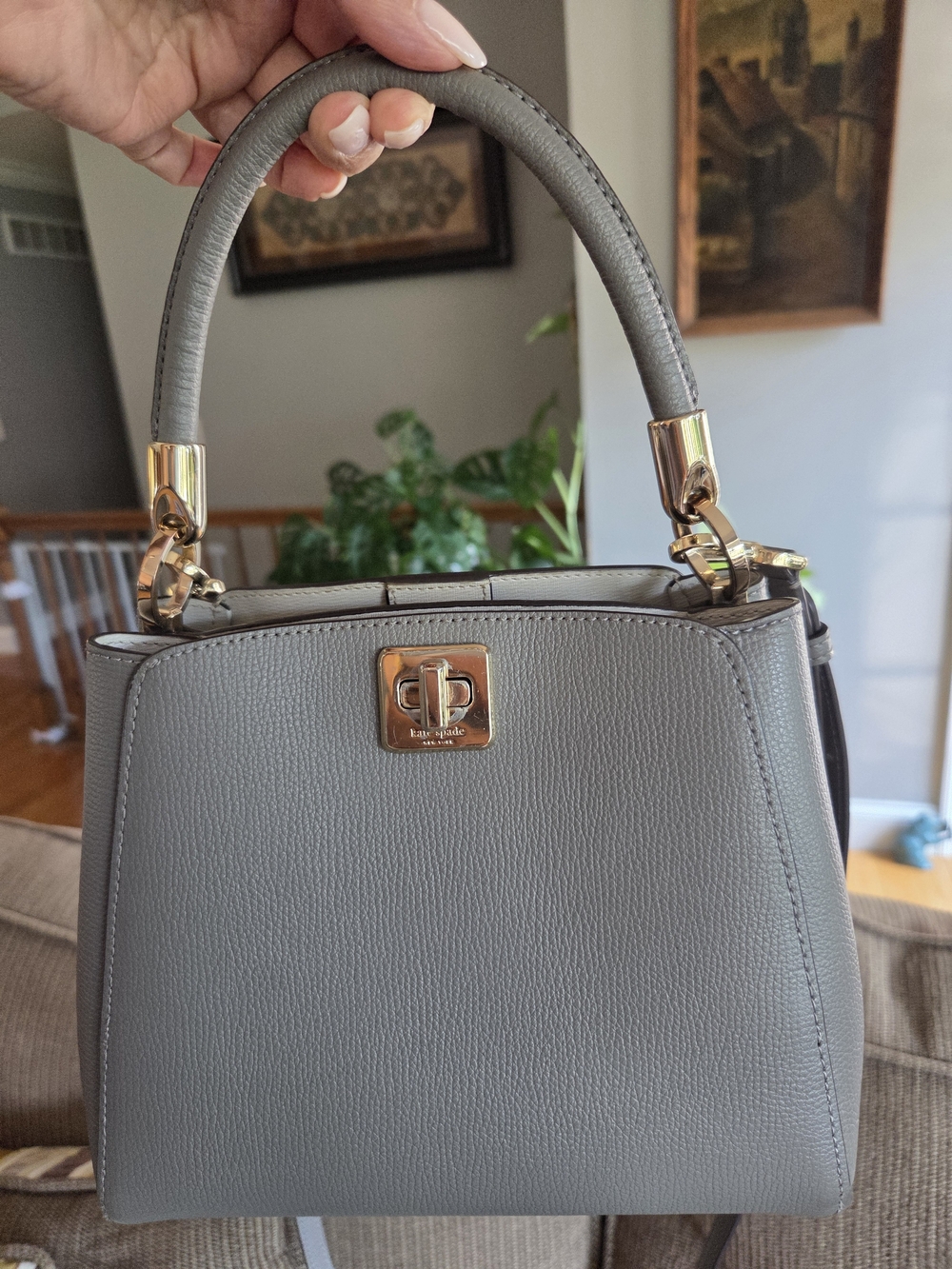 Kate Spade Top-Handle Women's Handbag in Gray with Gold Hardware